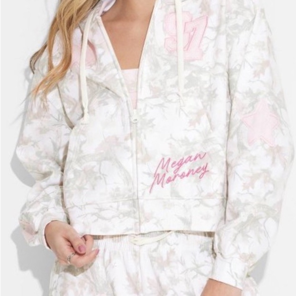 Megan Moroney Pink & Cream Camo Zip Hoodie